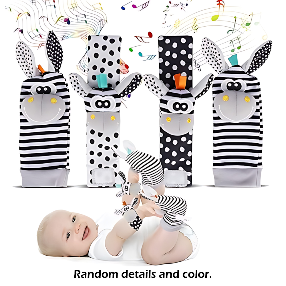 Newborn Gift Set - 4pcs/Set Baby Infant Wrist Rattle Socks