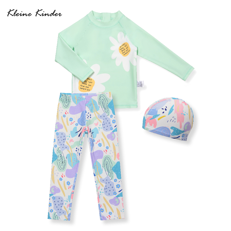 Girls Swimsuits 3 Piece Long S - Baby Swimwear Uv 评论和价格